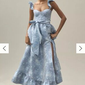 Elegant Blue Floral Women's Dress